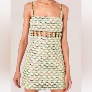ALEXIS beaded mini dress | green